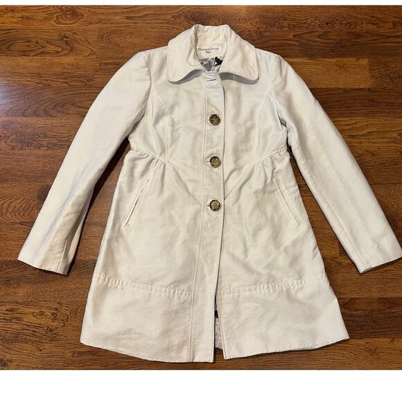Kenneth Cole Women’s Ivory Trench Coat – Size Medium Classic Timeless Outerwear - Picture 1 of 10